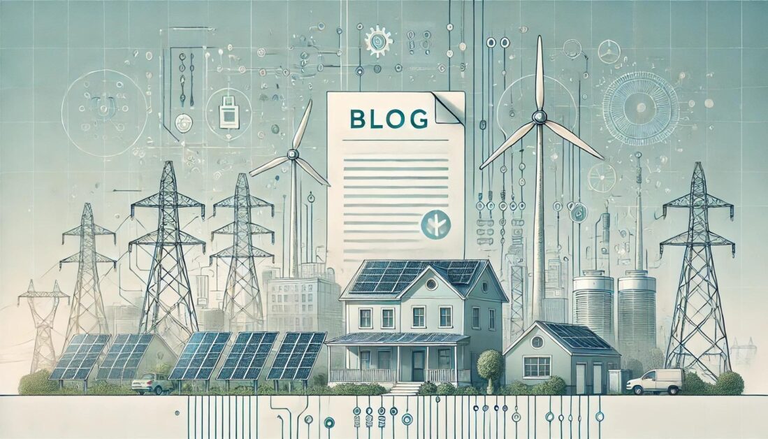 Blog header with icons and energy-themed graphics for a South African electrical company